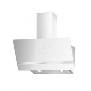 Hotte aspirante Respekta/Hotte inclin&eacute;e de 80 cm/Bo&icirc;tier en m&eacute;tal avec abat-jour en verre blanc/Fonction d'extraction et de recyclage de l'air / CH24080WM / A / 65-70 dB (kitchcom, neuf)