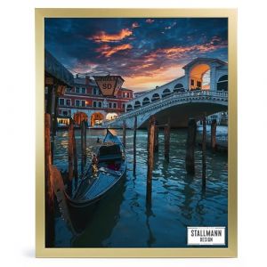 Stallmann Design Cadre photo 80 x 100 cm en bois dor&eacute; avec verre acrylique - Largeur du cadre : 20 mm - Cadre amovible (Stallmann Design, neuf)