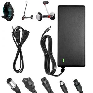 Chargeur Trotinette Electrique, 42V 2A Chargeur Hoverboard, 36V Universel Chargeur Batterie de Trottinette &Eacute;lectrique avec 6 Connecteurs pour Xiaomi M365 Hoverboard Scooter Electrique E-Bike (GeiWoKan, neuf)