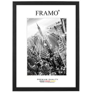 FRAMO Cadre photo en bois 48 x 36 cm sur mesure - Pin Noir | Taille sélectionnable | verre acrylique antireflet | Cadre pour Puzzle | Photos | affiche (Framecenter24_online, neuf)