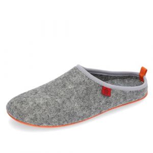 Andr&eacute;s Machado - Chaussons pour Homme et Femme pour l&acute;Hiver - Slippers - DYNAMIC - Tige et doublure en laine - Pantoufles ouvertes &agrave; l&acute;arri&egrave;re &ndash;Semelle souple - Gris et Orange, EU 41 (Andr&eacute;s Machado, neuf)
