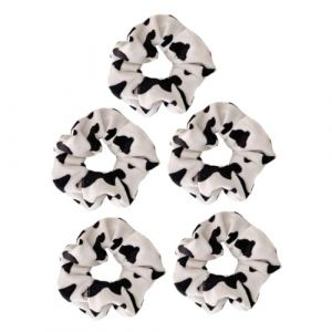 Mikikit Lot de 5 &Eacute;lastiques &agrave; Cheveux Motif Vache en Peluche Grosse Taille Bandeau pour Queue de Cheval Accessoire Coiffure F&eacute;minin pour Sport Voyages et Usage Quotidien (Famidago, neuf)