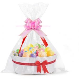 Panier Cadeau Vide,Sacs Cadeaux Tress&eacute; en Corde de Coton,Panier de Rangement avec Sachet Transparents et Rubans,Pani&egrave;re &agrave; Garnir Organisateur Fleurs, Artisanat,Serviettes, Jouets (QIQIXINXINZI, neuf)