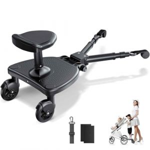 Planche Poussette Universelle avec si&egrave;ge plus large, Marche Pied Poussette Universelle pour Enfants de 2 &agrave; 6 ans, Charge Maxi 25 kg, Planche Debout et Assise,Compatible avec 99% des Poussettes (LOUXIAOLEI LIMITED, neuf)