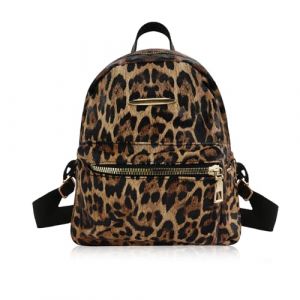 AfitLulu Petit Sac a Dos Femme Mini Sac &agrave; Dos avec Fermeture &Eacute;clair, Motif L&eacute;opard &agrave; La Mode Petit Backpack en Cuir avec Bandouli&egrave;re R&eacute;glable (Marron) (RHH Trading, neuf)