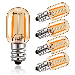 Hcnew e14 Ampoule &agrave; filament LED 1w T22 Ampoules tubulaires en verre ambre Vintage Edison Ampoule 220V, ampoules &eacute;quivalentes 10 watts 2200K blanc ultra chaud, 100 lumens non dimmable, paquet de 5 (Hcnew, neuf)