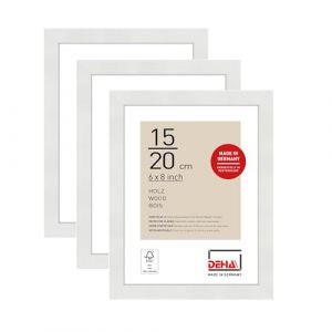 DEHA Design cadre photo, 15 x 20 cm (set de 3), bois, Blanc, cadre photopour poserau format paysage et portrait, verre synth&eacute;tique, Fontana (Nielsen-Design, neuf)