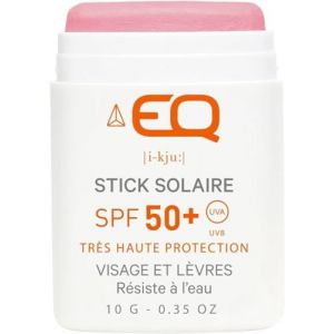 EQ Stick Solaire Bio SPF50+ Visage & Lèvres - Crème Solaire Naturelle, Écologique - Stick SPF 50 Idéal pour Surf, Ski, & Tatouages - 10g Teinté Framboise - Conçu pour Sportifs - Fabriqué en France (SURF HUT, neuf)