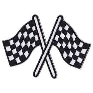 Patche écusson racing flag course automobile drapeau patch brodé thermocollant (Naga.Hitam, neuf)