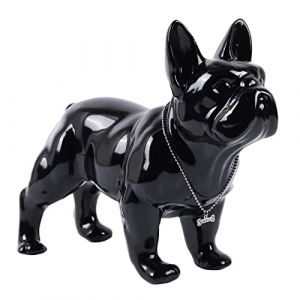 Statue de bouledogue français debout en résine de 22,9 à 30,5 cm avec collier en argent pour salon, table basse, cuisine, comptoir, chambre à coucher, salle de bain, armoire, décoration d'intérieur (SHENGTIAN Official, neuf)