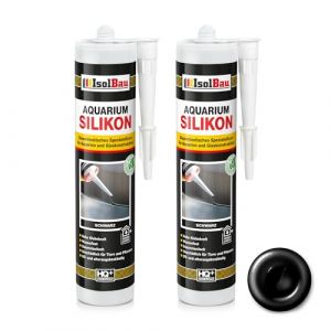Isolbau Lot de 2 cartouches de silicone spécial pour aquarium - 300 ml - Élastique permanent - Pour aquarium et construction en verre - Pour l'intérieur et l'extérieur - Noir (isolbau, neuf)