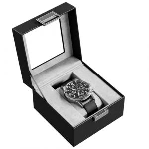 ProCase Boite &agrave; Montre Antichoc, Coffret Montre Homme avec 1 Emplacement Coussins Montre, Rangement Montre avec Couvercle en Verre, pour Voyage -Noir (ChangBo Store, neuf)