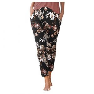 G&eacute;n&eacute;rique Pantalon Fluide Femme &Eacute;t&eacute; Boho Harem D&eacute;contract&eacute; Taille Haute Floral Imprimer &Eacute;lastiqu&eacute;e Taille Baggy L&eacute;ger Yoga Plage Sarouel avec Poches (YINYUAN（Livraison en 5 &agrave; 8 jours), neuf)