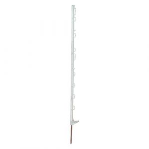 horizont Piquets de clôture plastique 60 pièces blanc, hauteur 105cm, marche simple, piquet plastique avec oeillets pour rubans, cordes, torons, piquet de clôture plastique pour clôture de pâturage (horizont group GmbH, neuf)