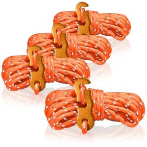 COM-FOUR® 4X haubans, chacun 4m pour Le Camping, réfléchissants en Orange - Cordon de Tente avec Boucle en Aluminium - Cordon de Camping - tendeur de Corde - Corde de Tente - Sangle tempête (COM-FOUR  Vertriebs GmbH, neuf)