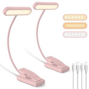 iFalarila 2 Pi&egrave;ces Lampe de Lecture Rechargeable avec C&acirc;ble de Type-C, Liseuse Lampe Clip [3 Couleurs et 10 Luminosit&eacute;s] Mini Veilleuse Flexible &agrave; col de Cygne et &agrave; Pince pour Les Enfants (Jingzhaotech-FR, neuf)