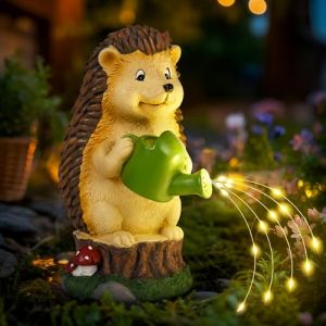 GIGALUMI Statue de bouilloire en forme de h&eacute;risson, d&eacute;coration de jardin avec lampes solaires, cadeau pour maman, femme, cadeau d'anniversaire pour maman, d&eacute;coration de jardin &eacute;tanche pour terrasse (Solelawn, neuf)