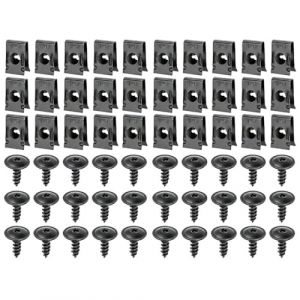 COYUN Clips de Fixation Voiture,Lot de 60 Agrafe Carrosserie,U-Clips et des Vis Kit Universal Metal,Agrafes de Carrosserie,Ecrou Cage Voiture,Vis et &eacute;crous de Fixation,pour Voitures (HLWA RETAILS LTD UKSTORE, neuf)