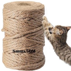 DOBIGER Corde en Sisal pour Arbre à Chat de 8 mm x 50M, Corde Arbre a Chat Scratch Pilier, Chanvre Naturel 8mm, Décoration de Jardin et Maison (KAISAREIA SIA FAST S.R.L., neuf)