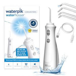 Waterpik Pearl - Hydropulseur Dentaire Sans Fil, Jet Dentaire Portable Rechargeable, Format Voyage Facile &agrave; Transporter, &Eacute;limine la Plaque, 2 Niveaux de Pression, Blanc (WF-13) (SD-Handel GmbH, neuf)