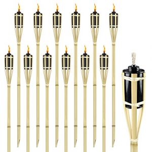 NAIZY 12 pièces Torche de Jardin Torches à Huile Hauteur 90cm pour l'extérieur avec Mèche pour la Décoration de Jardin - Couleur Bambou Naturel (Alrich UG, neuf)