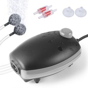 PYPABL 3W Pompe &agrave; Air pour Aquarium, 300L/H Bulleur Silencieux R&eacute;glable pour Aquarium, Pompe &agrave; oxyg&egrave;ne puissante pour r&eacute;servoir de Tortue de Poisson Jusqu'&agrave; 450L (Noir Gris) (PYPABL, neuf)