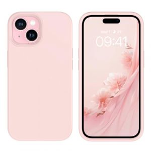 DOMAVER iPhone 15 Plus 6.7" Coque, Silicone Liquide Antichoc Coque de Téléphone iPhone 15+ Protection, Douce Doublure Microfibre Fin Antichoc pour iPhone 15 Plus, Rose Craie (E-TuMei, neuf)