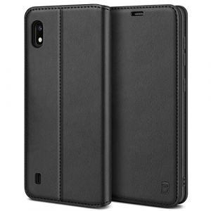 BEZ® Coque pour Samsung A10, Etui Housse pour Samsung Galaxy A10 en Cuir Premium Flip Case Portefeuille, à Rabat avec Porte-Cartes de Crédit, Fermeture Magnétique, Noir (TheBlingZ., neuf)