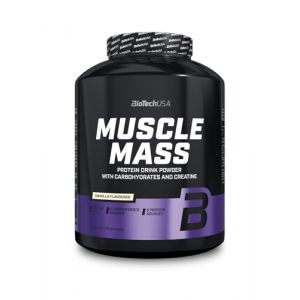 BioTechUSA Muscle Mass | Protéines et glucides en poudre | avec créatine et peptides de glutamine | Gainer | Sans lactose | Créatine micronisée | 4 kg | Vanille (BioTechUSA Official FR, neuf)