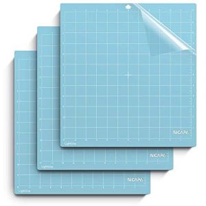 NICAPA Lot de 3 tapis de découpe pour Silhouette Cameo 4/3/2/1 (Light-Grip, 30,5 x 30,5 cm) Adhésif & adhésif antidérapant flexible quadrillé Bleu (NICAPA, neuf)