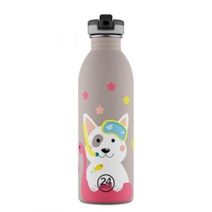 24BOTTLES Kids Bottle - Gourde Enfant Maternelle Primaire avec Paille 500 ml 100% Hermétique, Gourde Inox Enfant 18/8 BPA Free, Gourde Fille Garçon Sport Loisir, Bouteille Sûre Légère, [Non Isotherme] (RAREWAVES-FR, neuf)