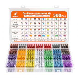 JOREST 360Pcs Fusible Voiture Set, 160 Mini Fusible Auto + 90 Moyenne Fusible Automobile + 50 Micro+ 60 Micro2 + Extracteur - pour Voiture/RV/Camion/Moto (2A 3A 5A 7.5A 10A 15A 20A 25A 30A 35A 40A) (Qinghaoji-eu, neuf)