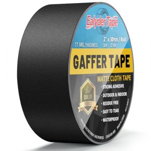 Ealyder Tape Noir Gaffer Ruban adh&eacute;sif en tissu, 50 MM x 27.4M, 1 Pack Mat Chiffon Tuban Adh&eacute;sif, Gaffers Tape pour C&acirc;bles, Photographie (ealyder business, neuf)