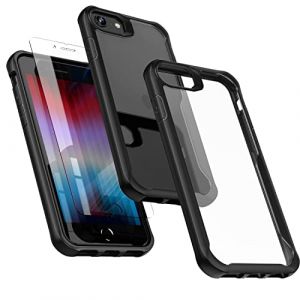 ORETECH Coque Compatible avec iPhone SE 2022 5G avec 2 Verre Trempé,Souple Silicone Bumper Dos PC Rigide Clair Coque iPhone SE 2022 Antichoc Housse de Protection pour iPhone SE3/SE2020/8/7 Noir (ORETech Direct, neuf)