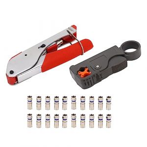 Pince &agrave; Sertir pour C&acirc;ble Coaxial RG6 RG59, Kit D'outils de Compression avec Connecteur F, pour Antennes, CATV, C&acirc;blage Haut D&eacute;bit, RG58 RG62 RG6, Conception &agrave; Double Lame ABS, (Betued, neuf)