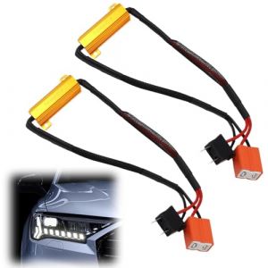 2 pi&egrave;ces de r&eacute;sistances de charge LED 50W 8 Ohm pour phare de voiture &agrave; LED H7, d&eacute;codeur de phare H7, ampoule anti-hyper-scintillement, sans erreur de c&acirc;blage, &eacute;tanche, plug-and-play pour voiture (LongQingHeYu, neuf)