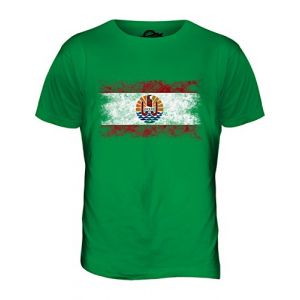 Candymix Polyn&eacute;sie Fran&ccedil;aise Drapeau D&eacute;lav&eacute; T-Shirt Homme, Taille Large, Couleur Verde (Candymix, neuf)