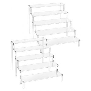 QWORK&reg; Pr&eacute;sentoir Acrylique &agrave; 5 Niveaux, 4mm d'&eacute;paisseur, 32x30x24cm - Pr&eacute;sentoir Acrylique Transparent pour Figurines, Bijoux, Cupcake, Rouge &agrave; L&egrave;vres, Vernis &agrave; Ongles, &Eacute;pices (Lot de 2) (shavinglikes, neuf)