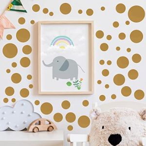 WandSticker4U&reg;- [162 pi&egrave;ces] Stickers muraux POIS dor&eacute; grand I Autocollant rond cercle point or dor&eacute;s I D&eacute;co chambre enfant b&eacute;b&eacute; fille & gar&ccedil;on pour mur et meuble (2 couleurs: dor&eacute;/blanc) (WandSticker4U&reg;, neuf)