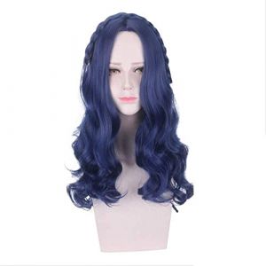 ESPADE Cosplay Wig Descendants 2 Evie Longue Perruque ondulée Cosplay Costume Femmes résistant à la Chaleur Cheveux synthétiques Halloween fête Jeu de rôle Perruques (good stuff A, neuf)