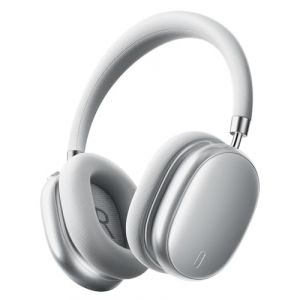 TONEMAY H5 Max Casque supra-auriculaire sans fil, hybride, réduction active du bruit, audio haute résolution, batterie 150 heures, Bluetooth 6.0, avec 5 microphones IA, mode théâtre, argenté (TONEMAC-FR, neuf)