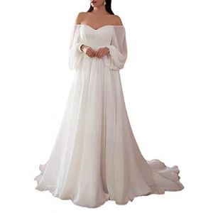 Onsoyours Robe de mariée Femme Élégant Dentelle Col V Dos Nu sans Manches Robes Longue de Nuptiale Soirée Princesse Demoiselle d'honneur Robe Blanc 06 XL (Lonwell Fashion, neuf)