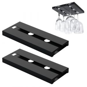 2 Pièces Porte Verres à Pied, Support Verre a Pied Suspendu, Support pour Verre à Vin en Métal, Porte Verre à Vin, Support à Verre à Vin Suspendu, Aucun Perçage Requis, pour Restaurant, Bar, Cuisine (QUQU JIANING, neuf)