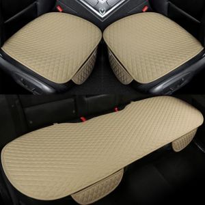 GIANT PANDA Housses de si&egrave;ge Auto en Cuir synth&eacute;tique avec 1 Paire de Tapis de si&egrave;ge Avant conducteur et 1 Housse de si&egrave;ge arri&egrave;re, universelles, compatibles avec 90% des v&eacute;hicules, Beige (WMGoods, neuf)