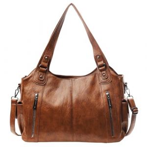 Demiawaking Sac a main femme vintage, Sac &agrave; bandouli&egrave;re pour Femme avec Multi-Poches, sac fourre tout en Cuir PU, sacs a main cours vintage, Pour l'&eacute;cole, les voyages (Marron) (wangyiyez123, neuf)