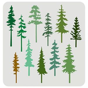 FINGERINSPIRE Pin Arbre D&eacute;cor Pochoir 30X30cm Grande For&ecirc;t R&eacute;utilisable DIY Art Artisanat Peinture Mod&egrave;le Signes de Craie Plantes Naturelles Pochoirs pour Peinture (FINGERINSPIRE FR, neuf)