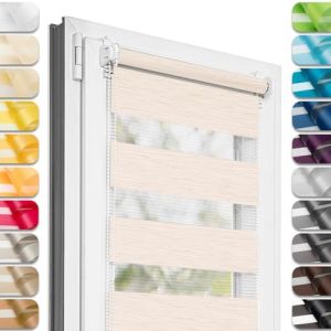 Estika Store Enrouleur Jour Nuit sans perçage - Rose-Beige - 45 x 220 cm - Store à enroulement, Double Tissu, pour fenêtres intérieures, Protection Contre Le Soleil (Estika, neuf)