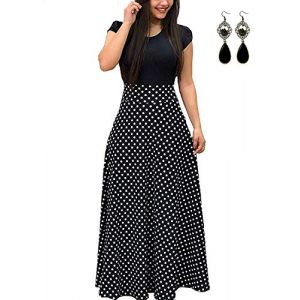 UUAISSO Femmes Robe De Plage Longue Decontract&eacute;e Tunique Manche Courte &Eacute;T&eacute; Boho Maxi Grande Taille A-Noir-Manche Courte 4XL (XXIE, neuf)