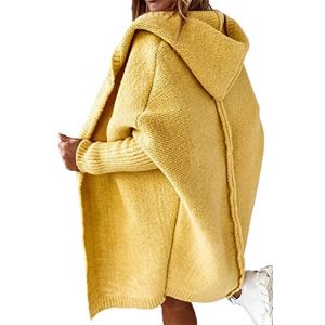 ORANDESIGNE Gilet Long Femme Hiver Cardigan Grande Taille Manches Longues Chic Tricot Grosse Maille &Eacute;l&eacute;gant Manteau Outwear D Jaune S (ORANNER EU, neuf)