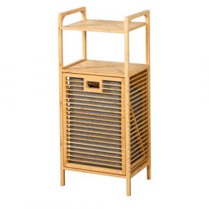 KARAT - Panier à linge en bambou - Bac à linge salle de bain - Collecteur de linge sale chambre - Trieur en bois avec bac à linge - Tri-linge écologique - Arizona, 30P x 40L x 95H cm (Velvet Trading, neuf)